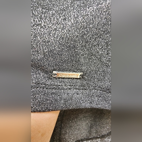 Calvin Klein Silver Black Sparkle Short Sleeve Blouse Top size L - Picture 5 of 7